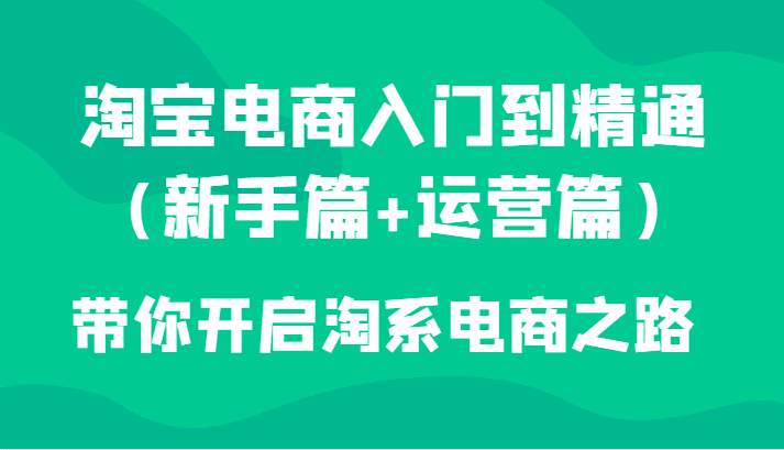 淘宝电商入门到精通（新手篇+运营篇）带你开启淘系电商之路-创业猫