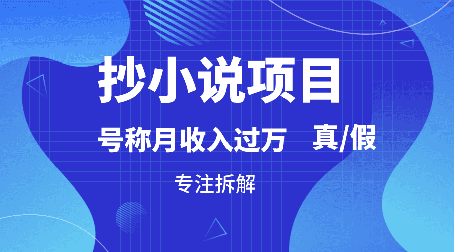 抄小说项目，号称月入过万，到底是否真实，能不能做，详细拆解-创业猫