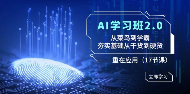 AI学习班2.0：从菜鸟到学霸，夯实基础从干货到硬货，重在应用（17节课）-创业猫