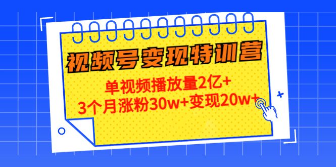 （4455期）20天视频号变现特训营：单视频播放量2亿+3个月涨粉30w+变现20w+-创业猫