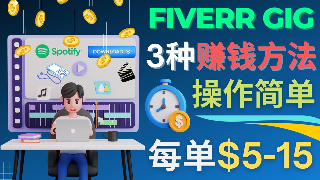 （4495期）每5分钟赚5美元，日赚100美元，3种简单的Fiverr赚钱技巧-创业猫