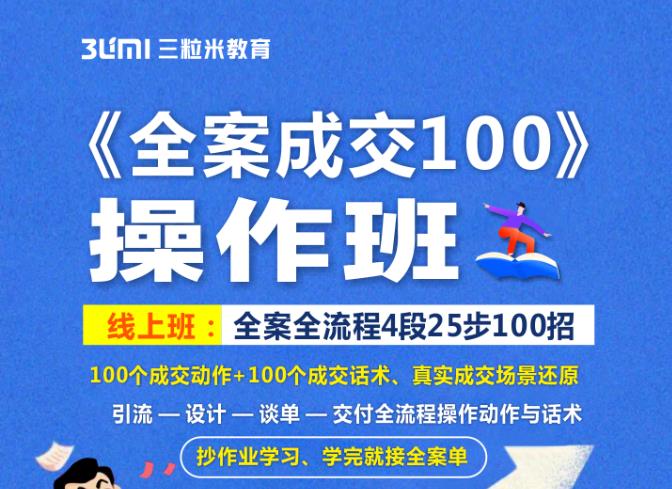 《全案成交100》全案全流程4段25步100招，操作班-创业猫