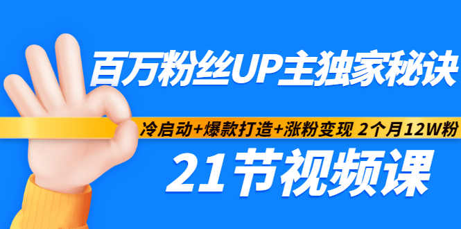 百万粉丝UP主独家秘诀：冷启动+爆款打造+涨粉变现2个月12W粉（21节视频课)-创业猫