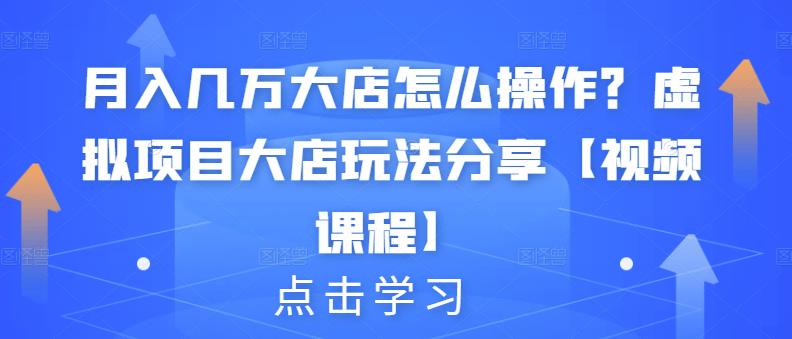 月入几万大店怎么操作？虚拟项目大店玩法分享【视频课程】-创业猫