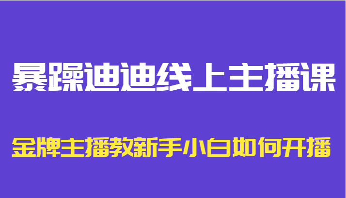 暴躁迪迪线上主播课，金牌主播教新手小白如何开播-创业猫