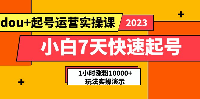 （5878期）小白7天快速起号：dou+起号运营实操课，实战1小时涨粉10000+玩法演示-创业猫