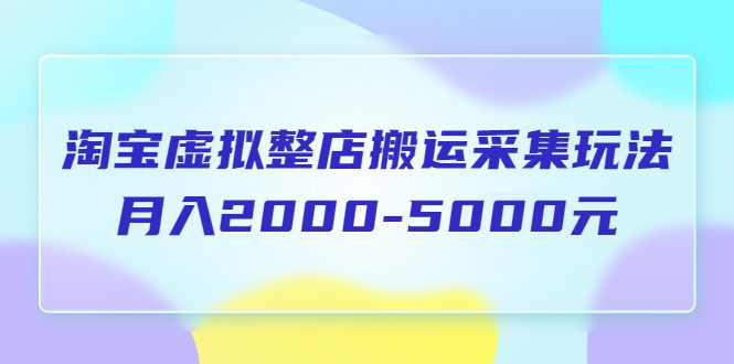 （5931期）淘宝虚拟整店搬运采集玩法分享课：月入2000-5000元（5节课）-创业猫