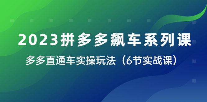 （6030期）2023拼多多飙车系列课，多多直通车实操玩法（6节实战课）-创业猫