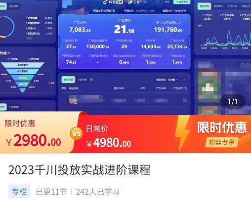 2023千川投放实战进阶课程，​了解千川投放方法，拥有专业投放思维-创业猫