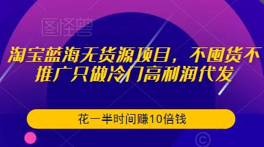 淘宝蓝海无货源项目，不囤货不推广只做冷门高利润代发，花一半时间赚10倍钱-创业猫