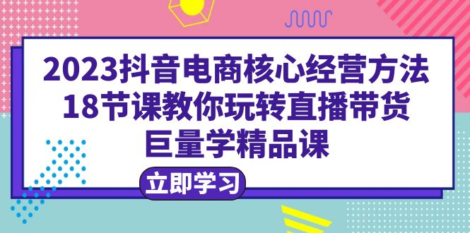 （6309期）2023抖音电商核心经营方法：18节课教你玩转直播带货，巨量学精品课-创业猫