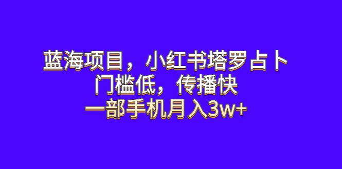 （6427期）蓝海项目，小红书塔罗占卜，门槛低，传播快，一部手机月入3w+-创业猫