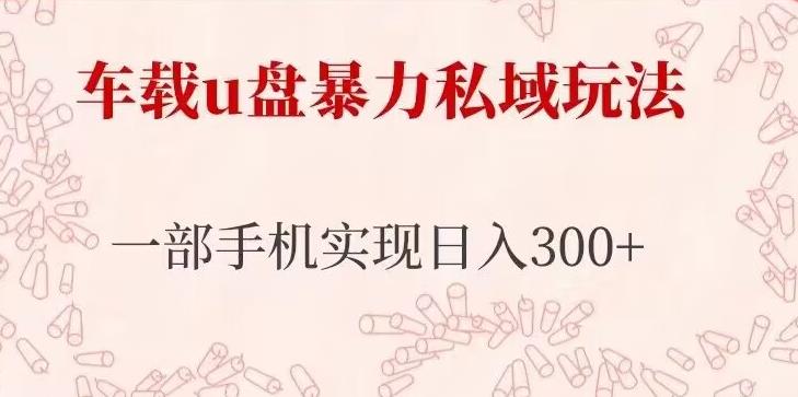 车载u盘暴力私域玩法，长期项目，仅需一部手机实现日入300+-创业猫