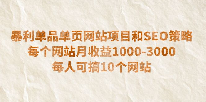 （6503期）暴利单品单页网站项目和SEO策略  每个网站月收益1000-3000  每人可搞10个-创业猫