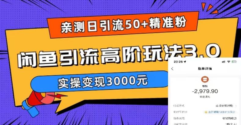 亲测日引50+精准粉，闲鱼引流高阶玩法3.0，实操变现3000元【揭秘】-创业猫