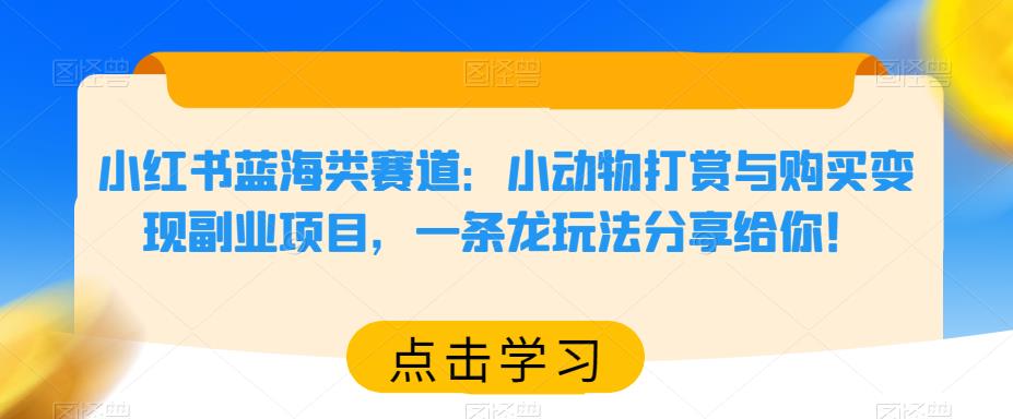 小红书蓝海类赛道：小动物打赏与购买变现副业项目，一条龙玩法分享给你！-创业猫