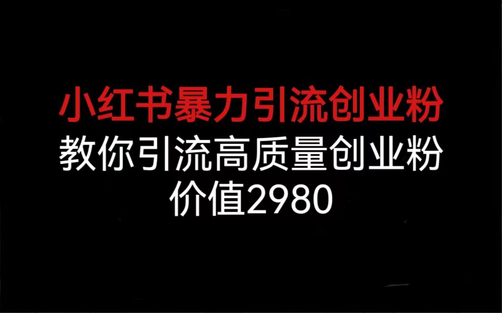 （6779期）小红书暴力引流创业粉，教你引流高质量创业粉，价值2980-创业猫