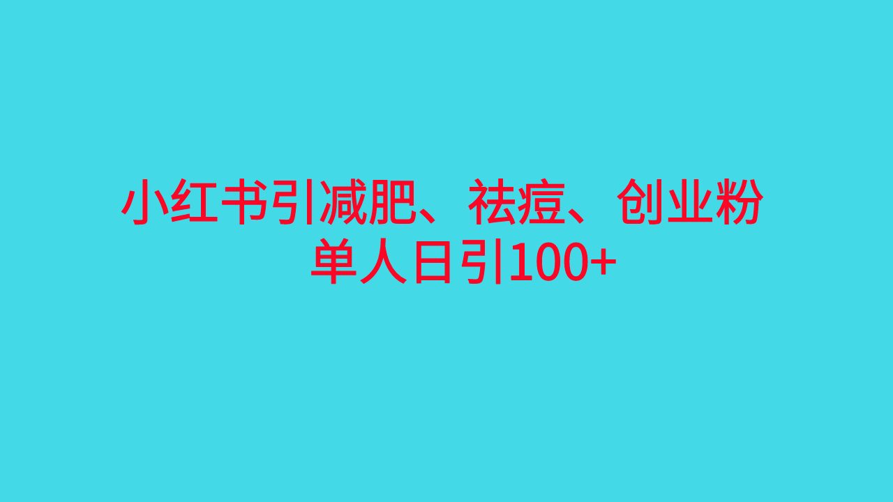 （6799期）小红书精准引流，减肥、祛痘、创业粉单人日引100+（附软件）-创业猫