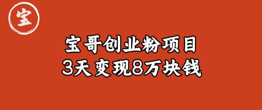 宝哥IP图文创业粉引流项目实战分享：单个账号3天涨粉1万，变现8万块钱（图文教程）【揭秘】-创业猫