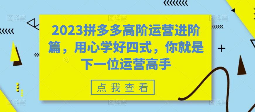 2023拼多多高阶运营进阶篇，用心学好四式，你就是下一位运营高手-创业猫