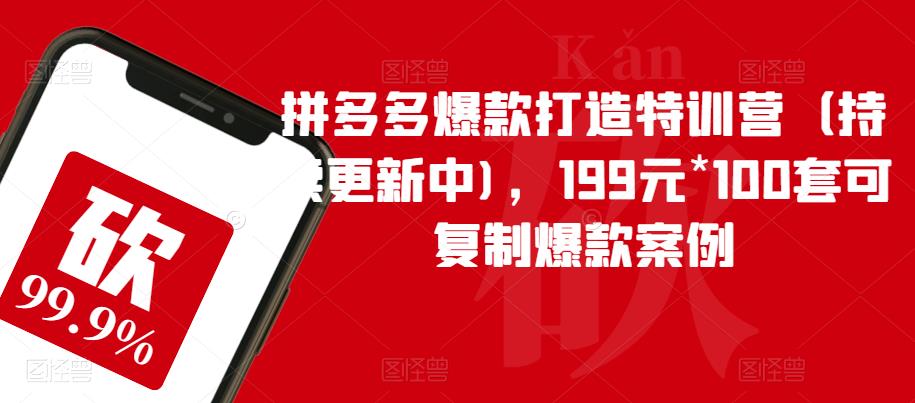 拼多多爆款打造特训营（持续更新中)，199元*100套可复制爆款案例-创业猫