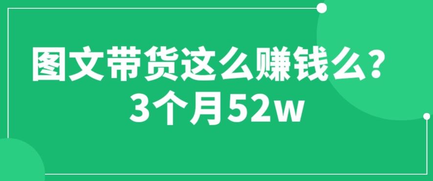 图文带货这么赚钱么? 3个月52W 图文带货运营加强课【揭秘】-创业猫