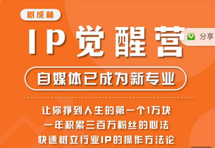 树成林·IP觉醒营，快速树立行业IP的操作方法论，让你赚到人生的第一个1万块（更新）-创业猫