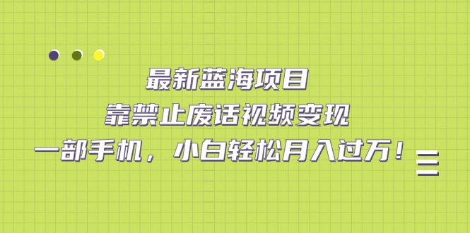 （7276期）最新蓝海项目，靠禁止废话视频变现，一部手机，小白轻松月入过万！-创业猫