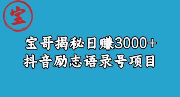 宝哥揭秘日赚3000+抖音励志语录号短视频变现项目-创业猫