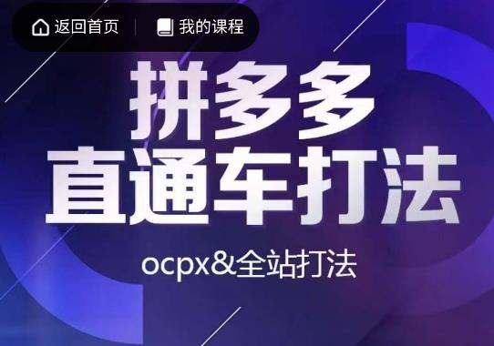 互力·拼多多直通车打法，ocpx&全站打法-创业猫