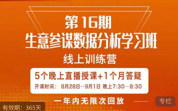 宁静·生意参谋数据分析学习班，解决商家4大痛点，学会分析数据，打造爆款！-创业猫