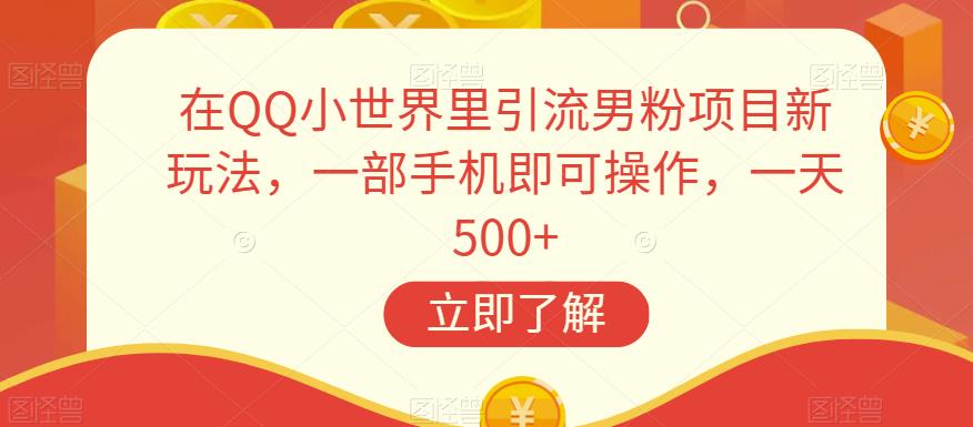 在QQ小世界里引流男粉项目新玩法，一部手机即可操作，一天500+【揭秘】-创业猫