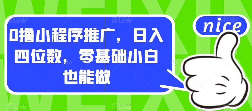 0撸小程序推广，日入四位数，零基础小白也能做【揭秘】-创业猫