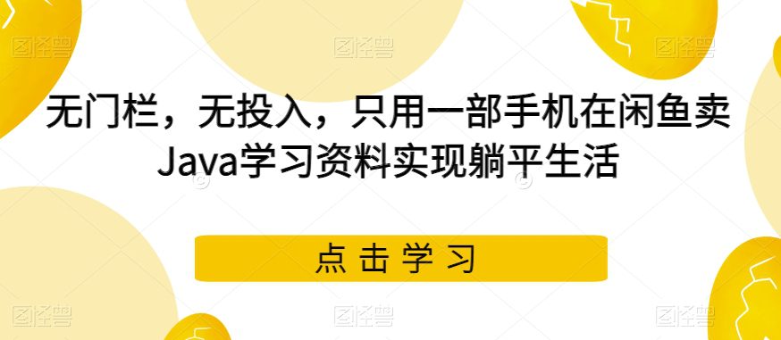 无门栏，无投入，只用一部手机在闲鱼卖Java学习资料实现躺平生活【揭秘】-创业猫