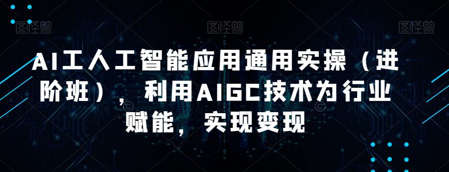 AI工人工智能应用通用实操（进阶班），利用AIGC技术为行业赋能，实现变现-创业猫