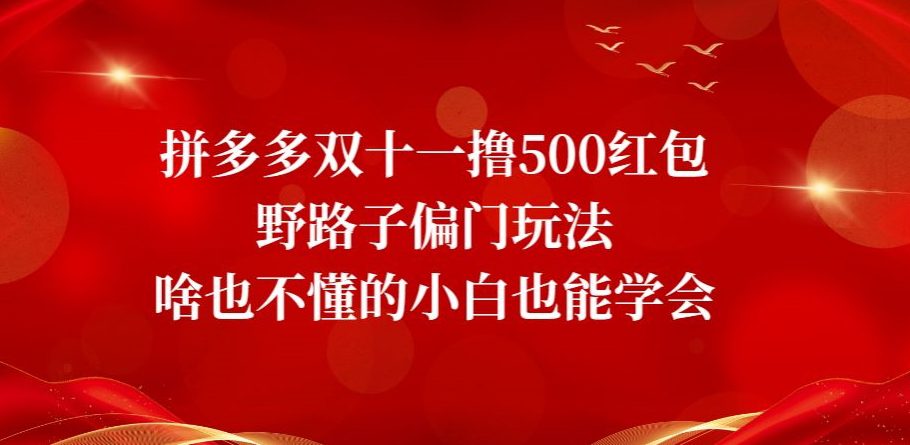 拼多多双十一撸500红包野路子偏门玩法，啥也不懂的小白也能学会【揭秘】-创业猫