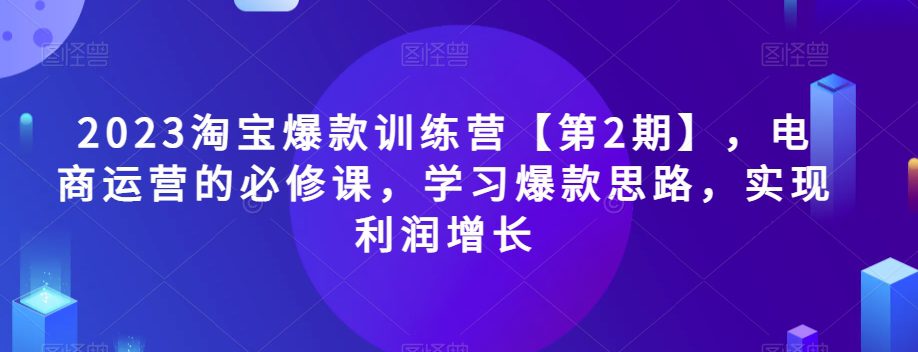 2023淘宝爆款训练营【第2期】，电商运营的必修课，学习爆款思路，实现利润增长-创业猫