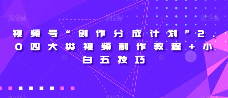 视频号“创作分成计划”2.0四大类视频制作教程+小白五技巧【揭秘】-创业猫