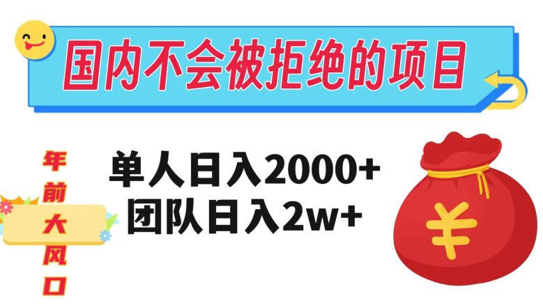 在国内不怕被拒绝的项目，单人日入2000，团队日入20000+【揭秘】-创业猫