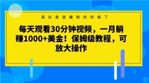 每天观看30分钟视频，一月躺赚1000+美金！保姆级教程，可放大操作【揭秘】-创业猫