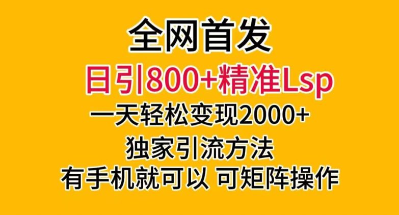 全网首发！日引800+精准老色批，一天变现2000+，独家引流方法，可矩阵操作【揭秘】-创业猫