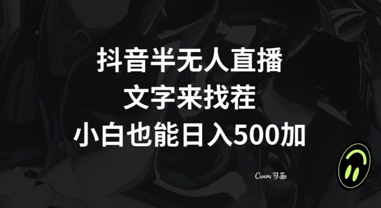 抖音半无人直播，文字来找茬小游戏，每天收益500+【揭秘】-创业猫