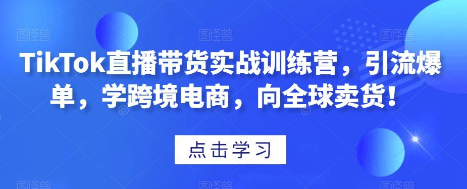 TikTok直播带货实战训练营，引流爆单，学跨境电商，向全球卖货！-创业猫