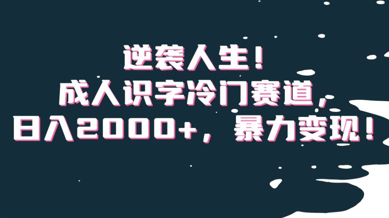 逆袭人生！成人识字冷门赛道，日入2000+，暴力变现！【揭秘】-创业猫