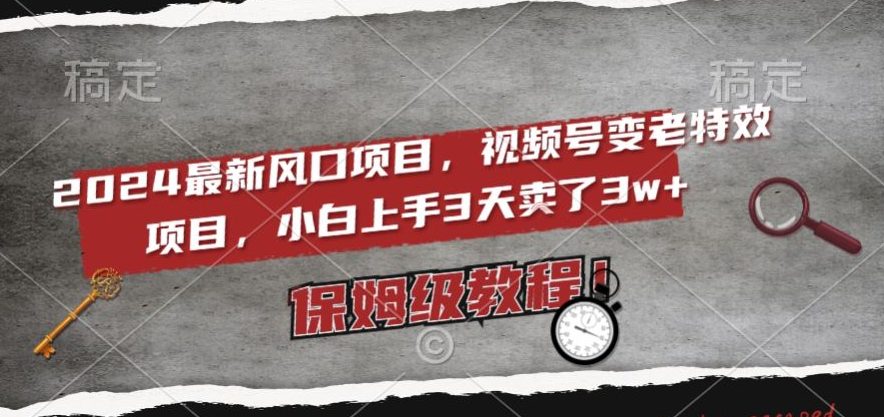 2024最新风口项目，视频号变老特效项目，电脑小白上手3天卖了3w+，保姆级教程【揭秘】-创业猫