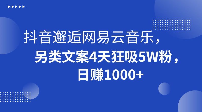 抖音邂逅网易云音乐，另类文案4天狂吸5W粉，日赚1000+【揭秘】-创业猫