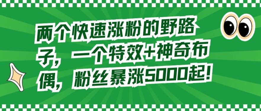 两个快速涨粉的野路子，一个特效+神奇布偶，粉丝暴涨5000起-创业猫