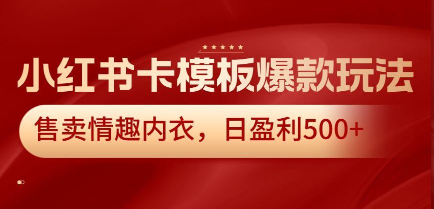 小红书卡模板爆款玩法，售卖情趣内衣，日盈利500+-创业猫