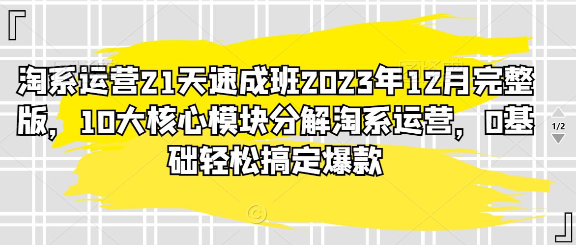 淘系运营21天速成班2023年12月完整版，10大核心模块分解淘系运营，0基础轻松搞定爆款-创业猫