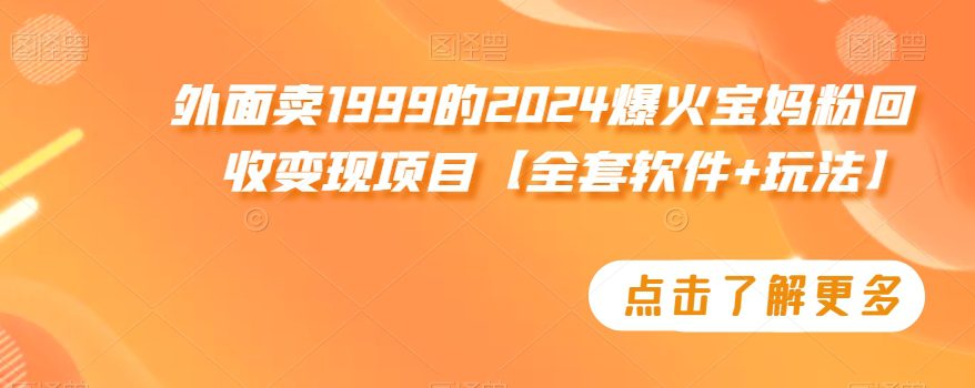 外面卖1999的2024爆火宝妈粉回收变现项目【全套软件+玩法】-创业猫